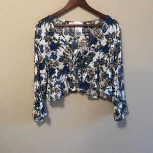 Floral tie front crop top